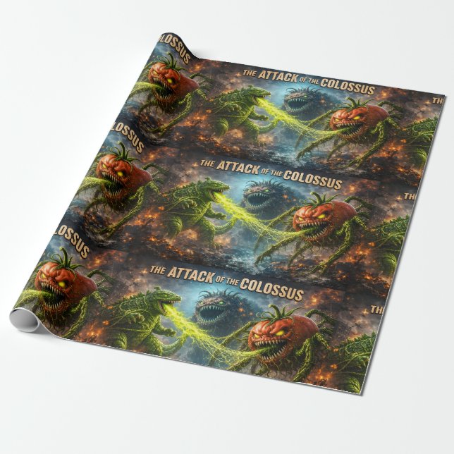 Der Angriff der Colossus-Mutantengemüsemattenhülle Geschenkpapier (Ungerollt)