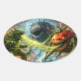 Der Angriff der Koloss-Mutantengemüse-Oval-Sticker Ovaler Aufkleber