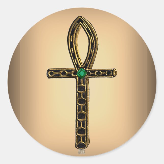Der Ankh (Gold) Runder Aufkleber (Vorderseite)