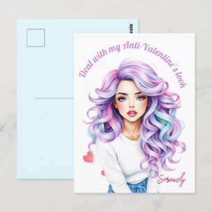 Der Anti-Valentine-Brauch der langhaarigen Rebelle Postkarte