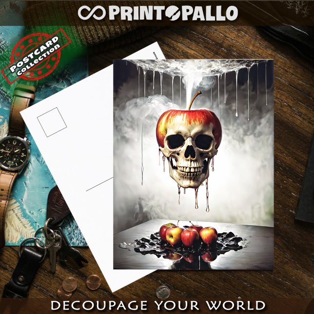 Der Apfel der Sünde mit Totenkopf  Postkarte (Von Creator hochgeladen)