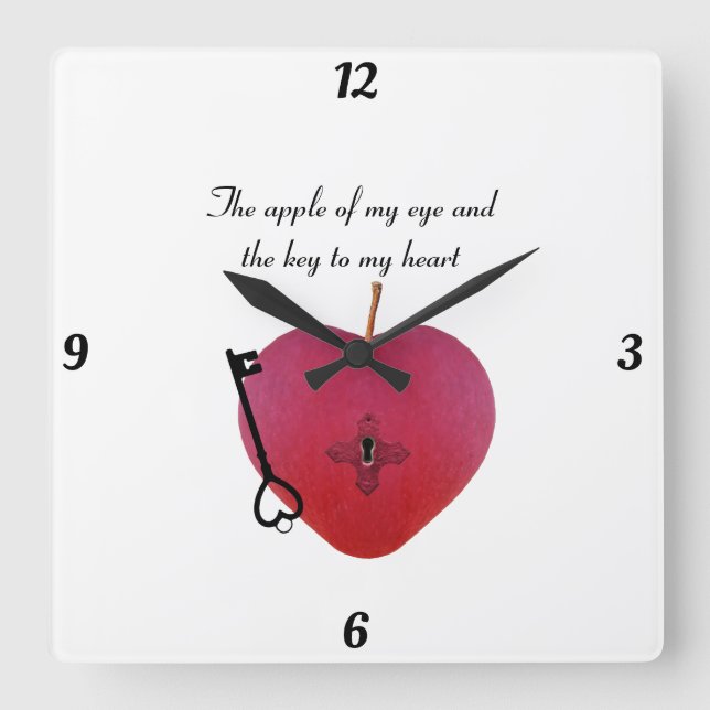 Der Apfel meines Auges und der Schlüssel zu meinem Quadratische Wanduhr (Vorderseite)