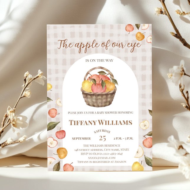 Der Apfel unserer Augenkorb fallen Baby Dusche Einladung (The apple of our eye autumn fall baby shower rustic invitation )