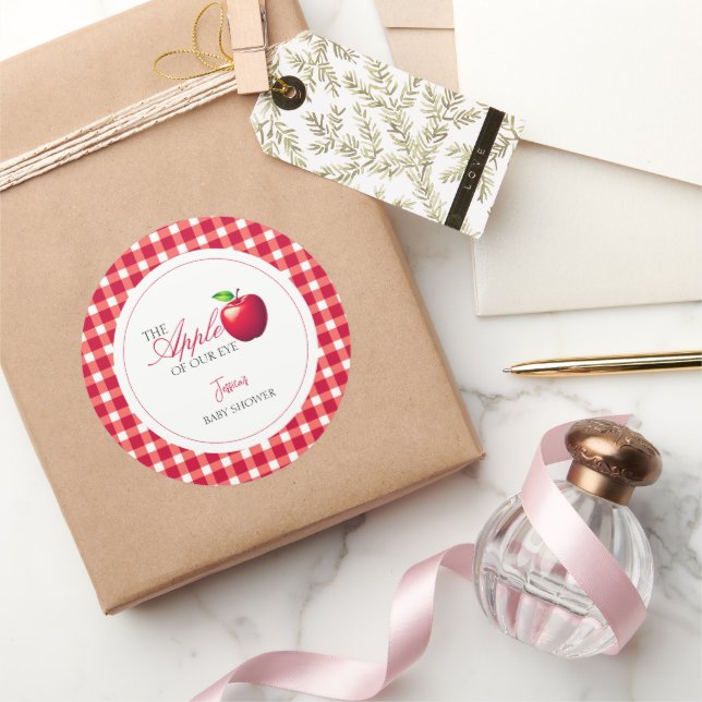Der Apfel unserer Babydusche im Augenfall Runder Aufkleber (Schenken)