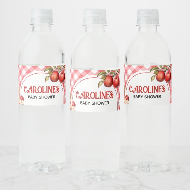 Der Apfel unserer Babydusche Wasserflaschenetikett (Flaschen)