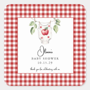 Der Apfel unserer Eye Baby Dusche Danke Quadratischer Aufkleber