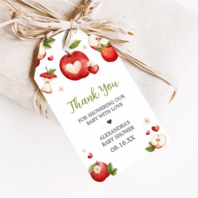 Der Apfel unserer Eye Baby Dusche Liebesmarken Geschenkanhänger (Apple of Our Eye Baby Shower Favor Tags)