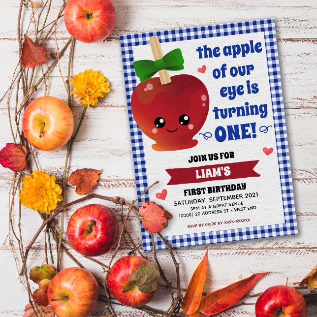 Der Apfel unseres Augenjungen zum Geburtstag Einladung (Announcing our "in-cider" scoop!  A delightful and "a-peeling" apple birthday invitation. )
