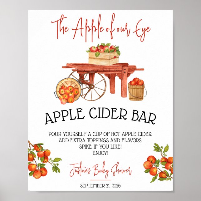 Der Apfel unseres Auges! Apple Baby Shower Cider B Poster (Vorne)
