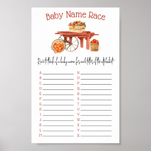 Der Apfel unseres Baby Name Race Duschspiels Poster (Vorne)