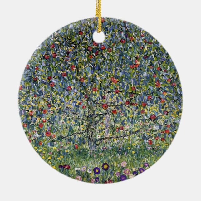 Der Apfelbaum (von Gustav Klimt) Keramik Ornament (Hinten)