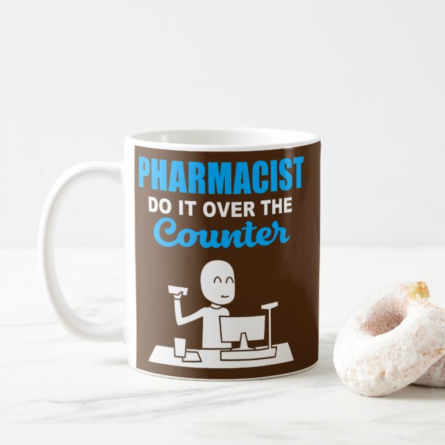 Der Apotheker übertrifft die Apotheke für Kaffeetasse (Mit Donut)