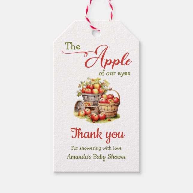 Der Apple Our Eyes Fall Harvest Baby Shower Geschenkanhänger (Vorderseite)