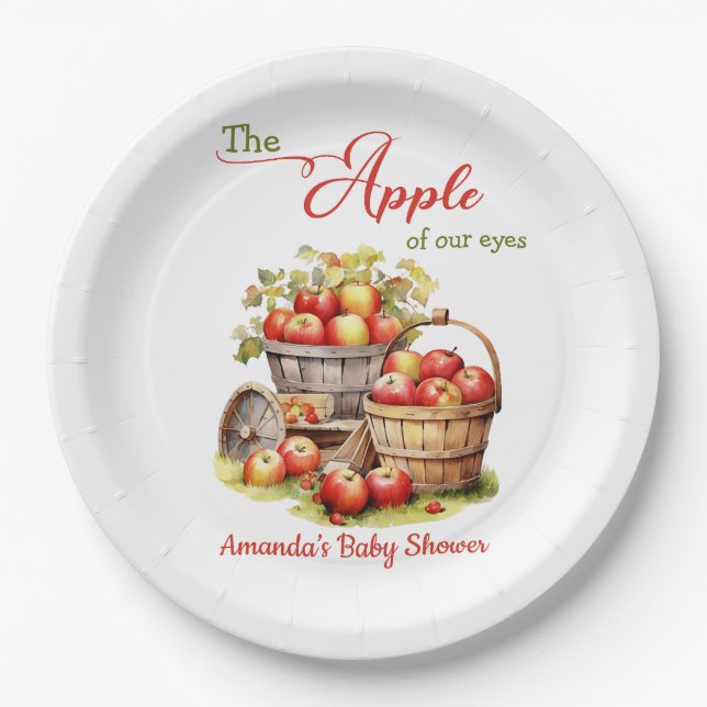 Der Apple Our Eyes Fall Harvest Baby Shower Pappteller (Vorderseite)