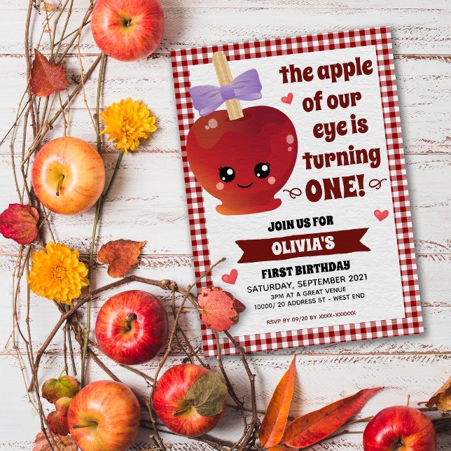 Der Apple unseres Augmäulens zum Geburtstag Einladung (Announcing our "in-cider" scoop!  A delightful and "a-peeling" apple birthday invitation. )