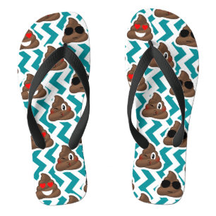 Der aquamarine Zickzack kacken Emoji Flip Flops