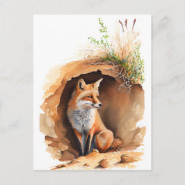 Der Aquarellfox in seinen Fächern Postkarte
