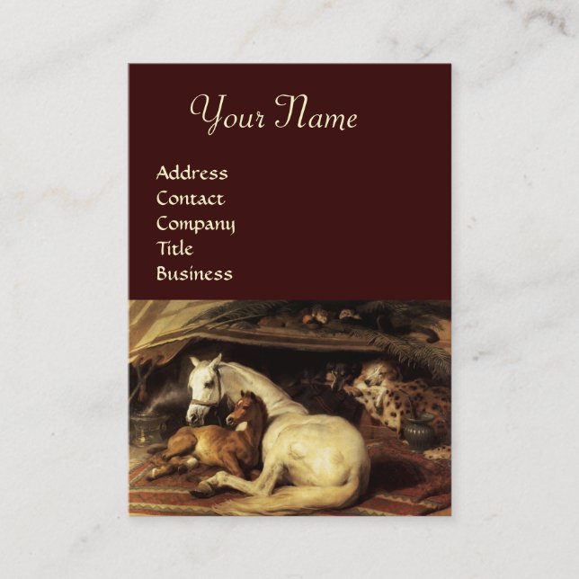 DER ARABISCHE ZELT MIT PFERDEN, ANDEREN TIEREN VISITENKARTE (Vorderseite)