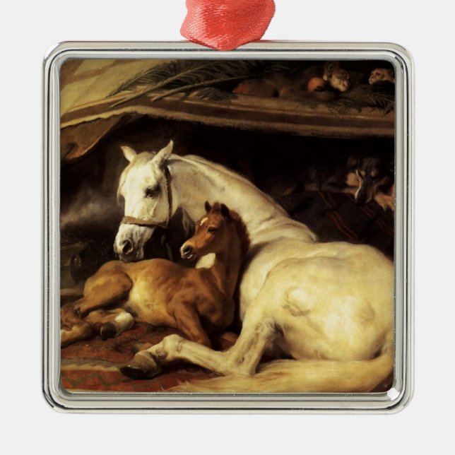 DER ARABISCHE ZELT MIT PFERDEN UND ANDEREN TIEREN ORNAMENT AUS METALL (Vorne)