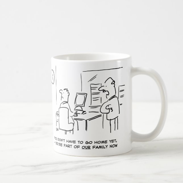 Der Arbeiter sagte, er sei nun Teil der Office-Fam Kaffeetasse (Rechts)