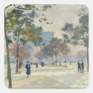 Der Arc de Triomphe im Herbst, Paris Quadratischer Aufkleber