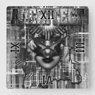 Der Architekt_Empire Builder Abstrakte digitale Ku Quadratische Wanduhr