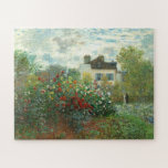 Der argentinische Künstlergarten von Claude Monet Puzzle<br><div class="desc">Der Artist's Garden in Argenteuil (Eine Ecke des Gartens mit Dahlias), 1873 ist ein Gemälde von Claude Monet mit einer Bank aus blühenden Büschen, möglicherweise Rose, die den größten Teil eines geschlossenen Gartens vor einem weißen Haus bedeckt. Die Szene wird mit sichtbaren Dabs und Strichen aus Scharlachrot, blassgelb, Rostorange und...</div>