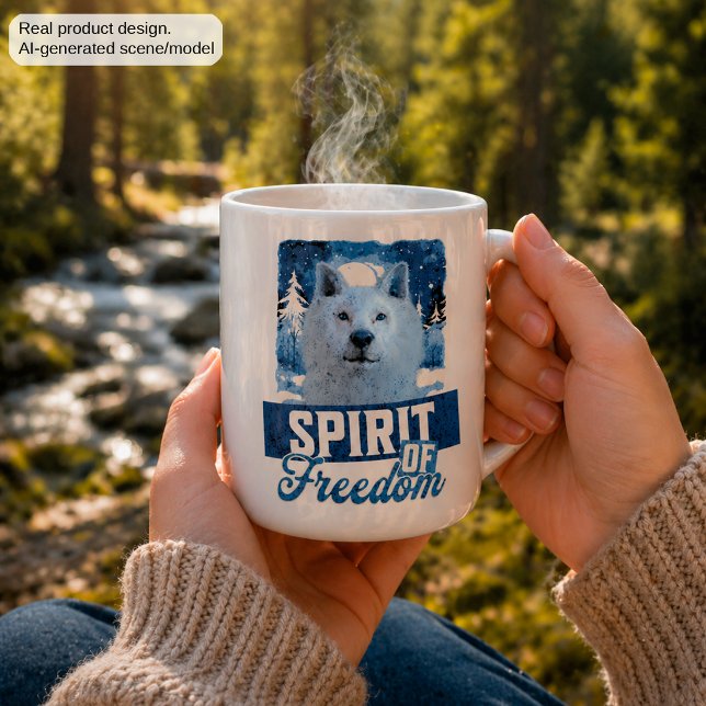 Der arktische Wolf Geist der Freiheit Kaffeetasse (Von Creator hochgeladen)