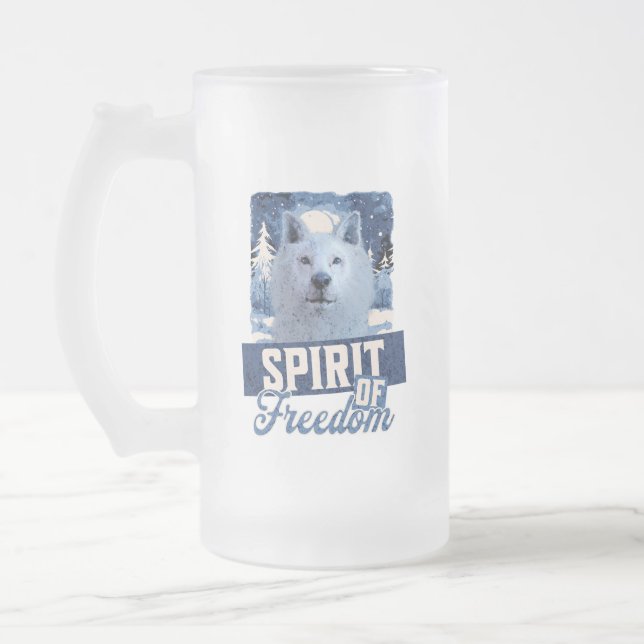 Der arktische Wolf Geist der Freiheit Mattglas Bierglas (Links)