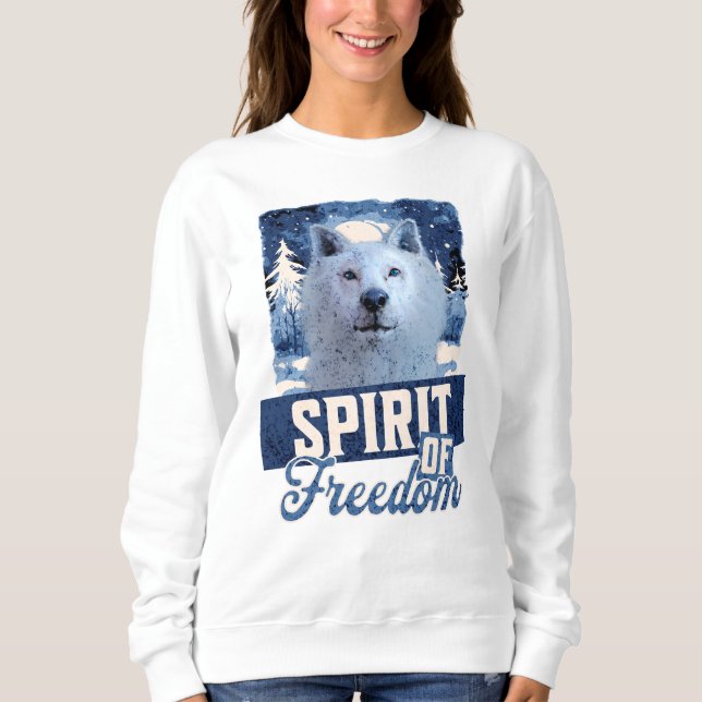 Der arktische Wolf Geist der Freiheit Sweatshirt (Vorderseite)