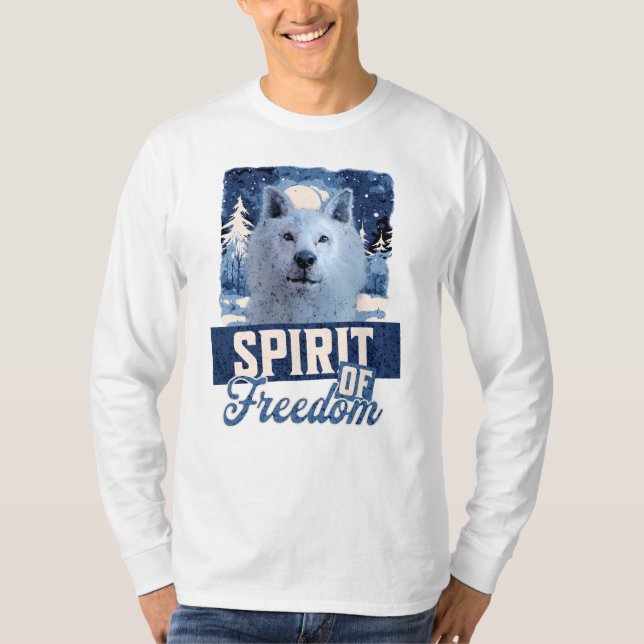 Der arktische Wolf Geist der Freiheit T-Shirt (Vorderseite)