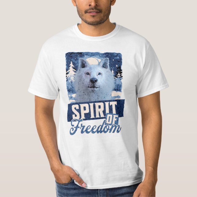 Der arktische Wolf Geist der Freiheit T-Shirt (Vorderseite)