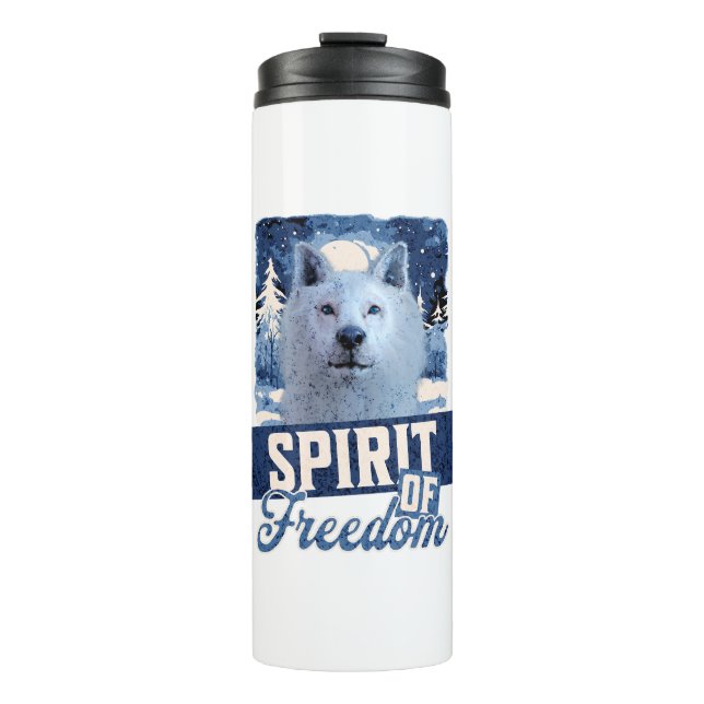 Der arktische Wolf Geist der Freiheit Thermosbecher (Vorderseite)