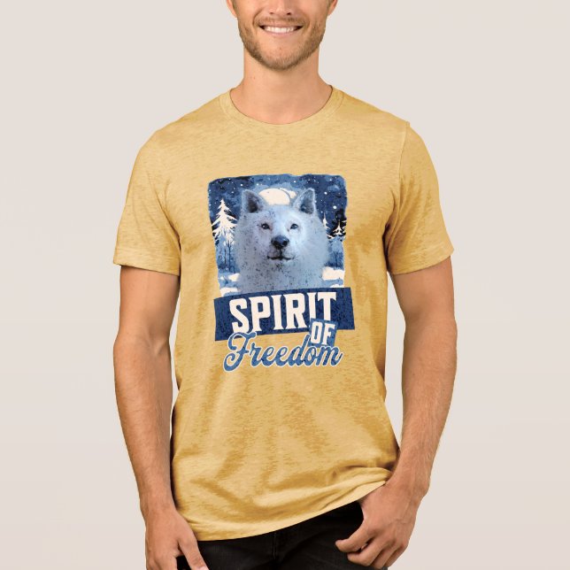 Der arktische Wolf Geist der Freiheit Tri-Blend Shirt (Vorderseite)