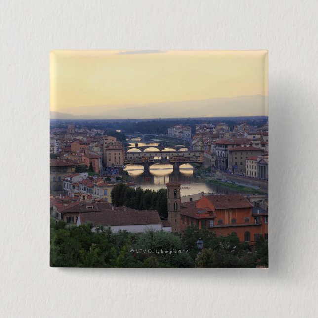 Der Arno und die Ponte Vecchio in Florenz, Button (Vorderseite)