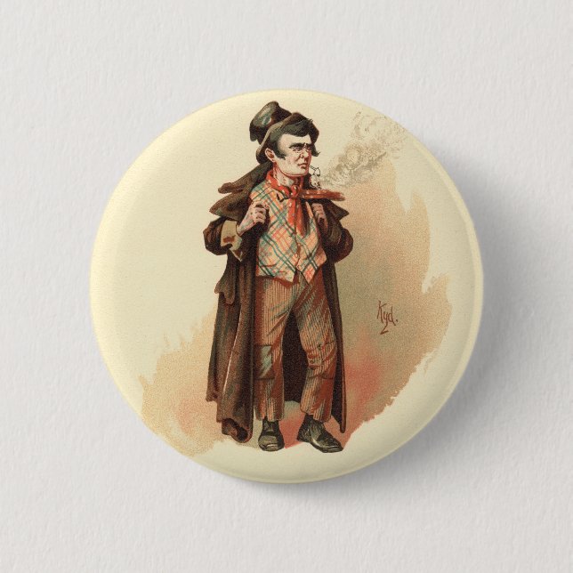 Der Artful Dodger von Kyd, Dickens' Oliver Drehung Button (Vorderseite)