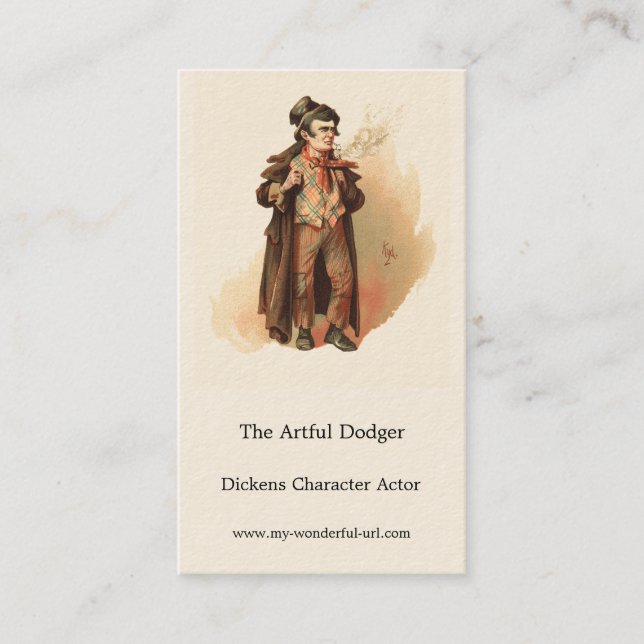 Der Artful Dodger von Kyd, Dickens' Oliver Drehung Visitenkarte (Vorderseite)