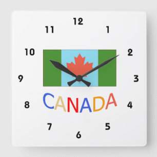 Der Artistische Kanada Flaggenpatriotismus. Kanad Quadratische Wanduhr