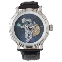 Der Astronaut genießt den Weltraum ( Uhr)