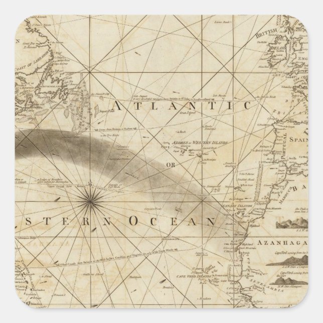 Der Atlantik Quadratischer Aufkleber (Vorderseite)