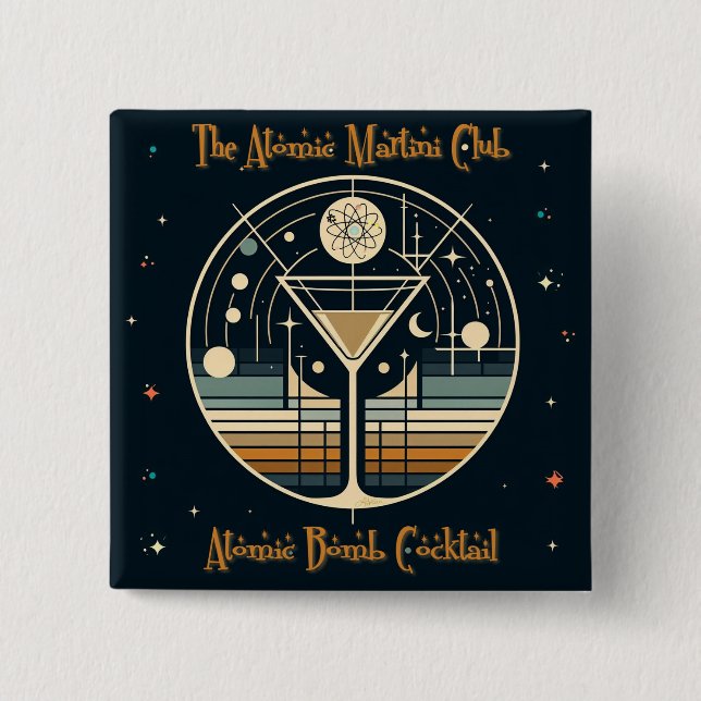 Der Atomic Martini Club Atomic Bomb Cocktail Button (Vorderseite)