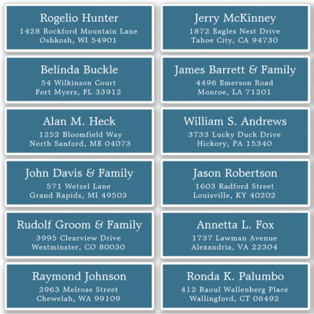 Der Aufkleber für die Eheratationsadressen kann in (Vorderseite)