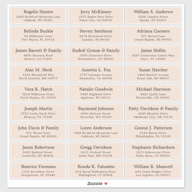 Der Aufkleber für die Eheratationsadressen kann in (Blatt)