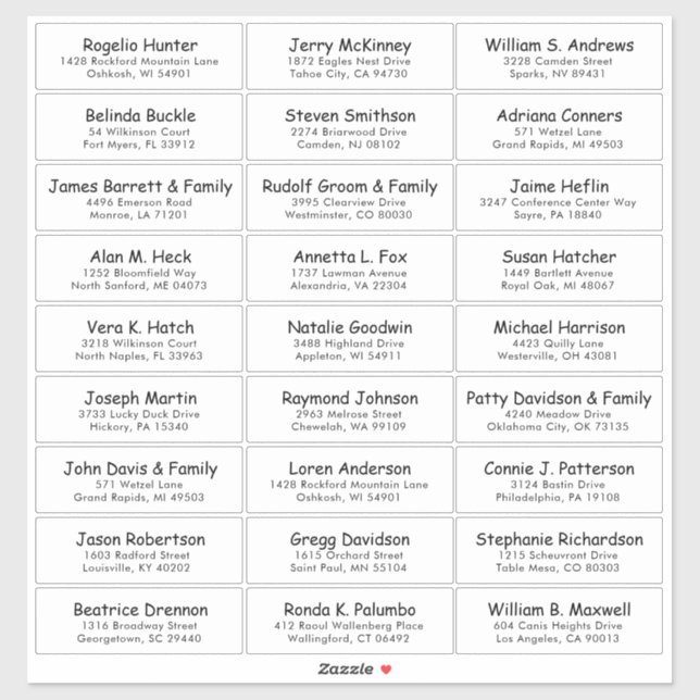 Der Aufkleber für die Eheratationsadressen kann in (Blatt)