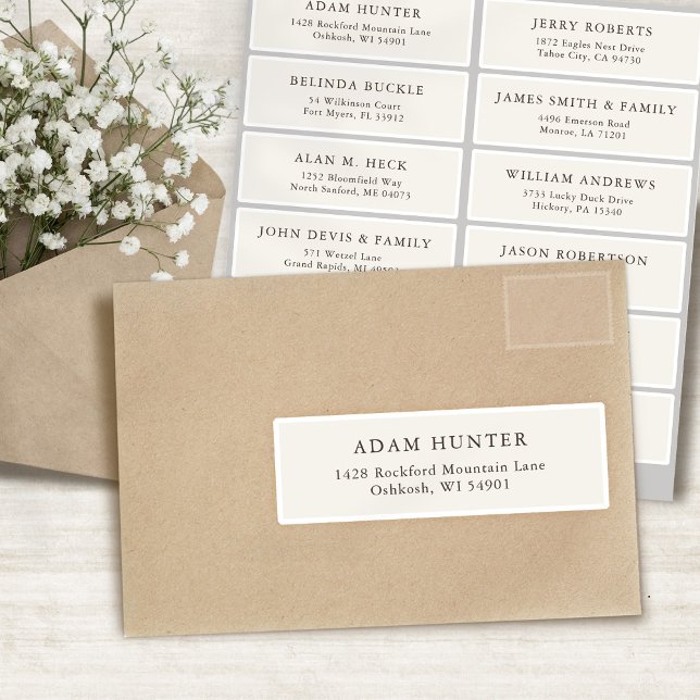 Der Aufkleber für die Eheratationsadressen kann in (Customizable wedding guest address labels sticker beige cream color)
