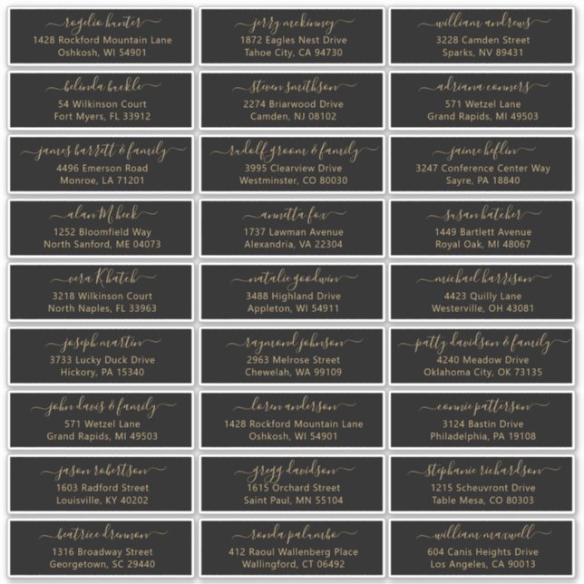 Der Aufkleber für die Eheratationsadressen kann in (Vorderseite)