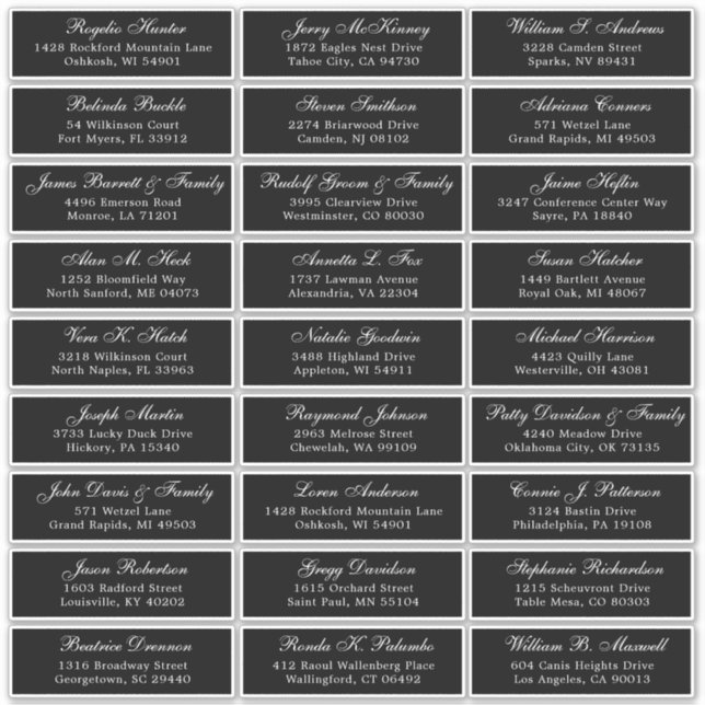 Der Aufkleber für die Eheratationsadressen kann in (Vorderseite)