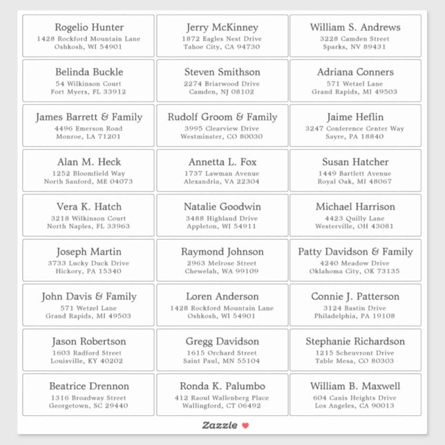 Der Aufkleber für die Eheratationsadressen kann in (Blatt)