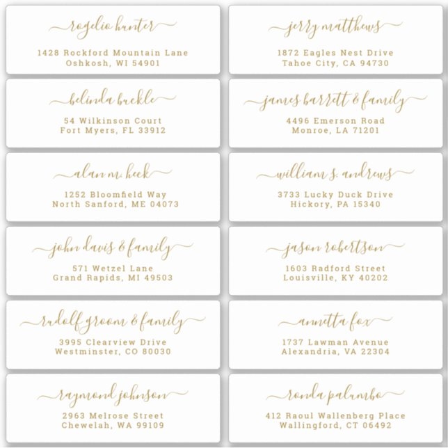 Der Aufkleber für die Eheratationsadressen kann in (Vorderseite)