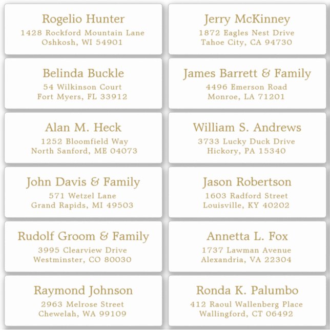 Der Aufkleber für die Eheratationsadressen kann in (Vorderseite)